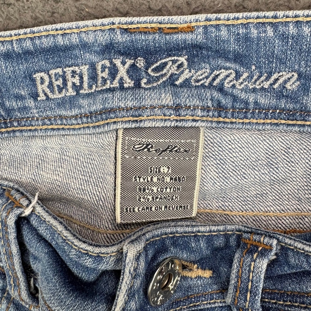 Reflex Premium Womens Size 7 Blue Low Rise Skinny Jeans R650 Distressed Wash - Picture 2 of 8